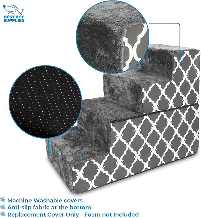 Best Pet Supplies Foldable Pet Stairs Cover for Foam Dog Ramps 4-Step