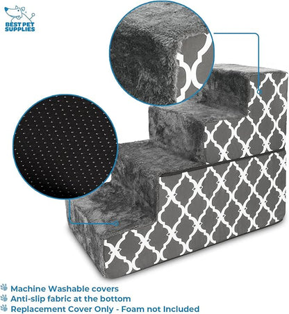 Best Pet Supplies Foldable Pet Stairs Cover for Foam Dog Ramps 4-Step