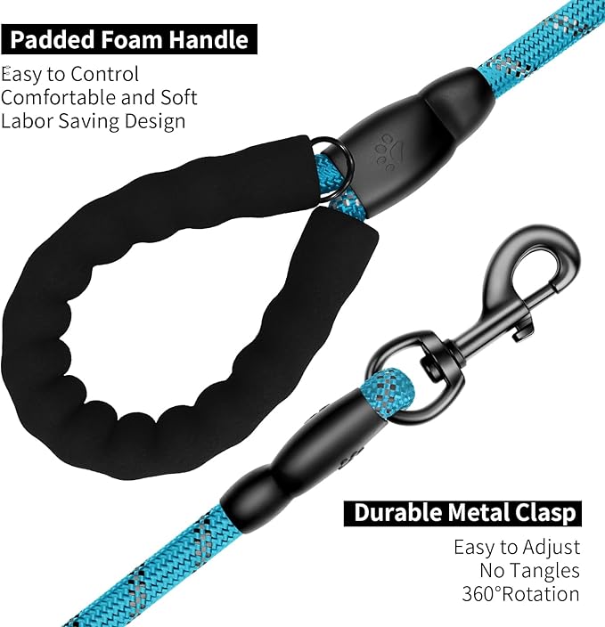 Heavy Duty Dog Leash for Large Medium Small Breed Dogs Handle,4/5/6 FT Blue,1/2 inch