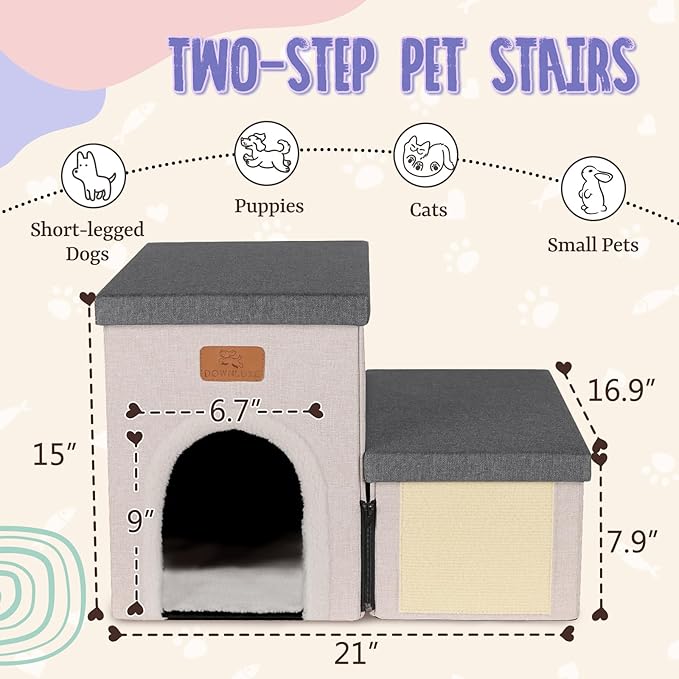 downluxe Dog Stairs for Small Dogs (2-Step Pet