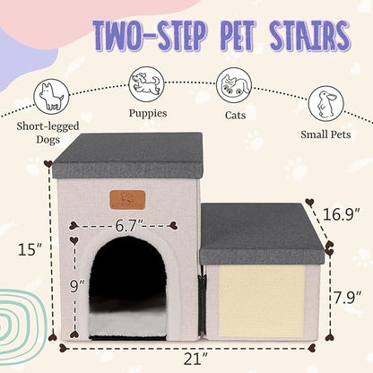 downluxe Dog Stairs for Small Dogs (2-Step Pet