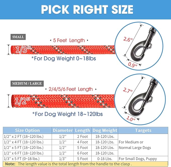 BAAPET 2/4/5/6 FT Dog Leash with Comfortable Padded Handle and Highly Reflective Threads for Small Medium and Large Dogs (5FT-1/3''