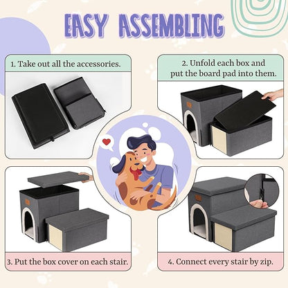 downluxe Dog Stairs for Small Dogs (2-Step Pet