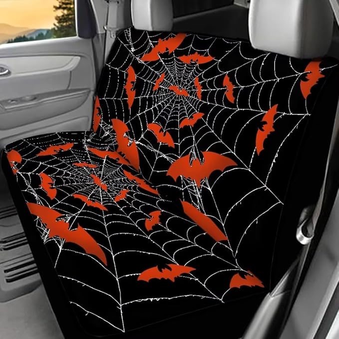 Red Bat Web Car Rear Seat Covers
