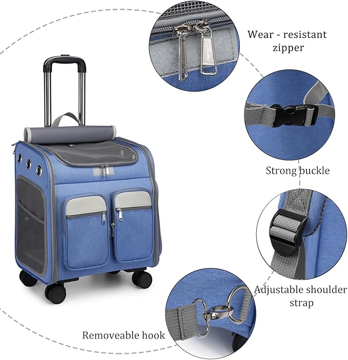 Wheeled Pet Carrier Backpack Breathable Pet Carrier