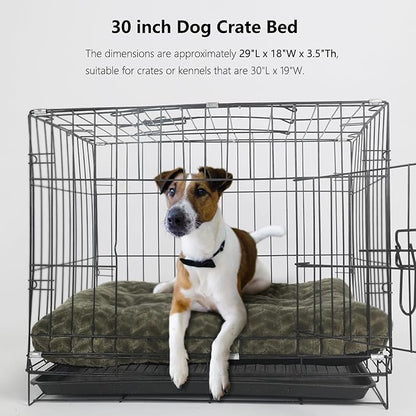 30 Inch dog crate bed crate pads for dog cages Dog Crate Bed for Medium Dogs Soft and Fluffy Crate Mats for Dog Cages Up to 40 lbs Pet Bed Mat Pillows Kennel Pads for Crates Tire Printing Olive Green