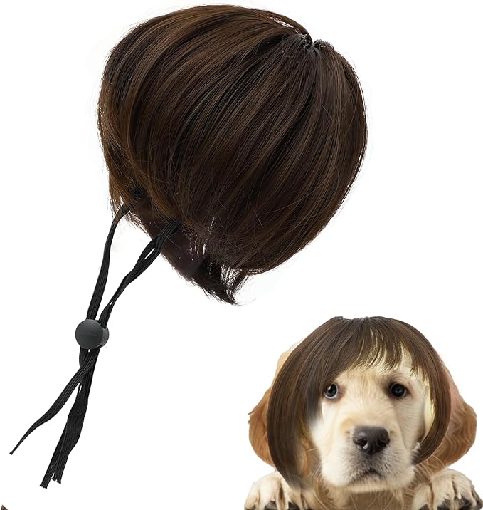 Funny Dog Cat Cosplay Wig Pet Wigs for Small Medium Large Dogs Trimmable Pet Costume Cat Cosplay Decoration for Halloween Christmas Parties Festivals