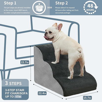 BOMOVA Dog Stairs to Bed 3-Step Dog 2/3/4/5 Steps