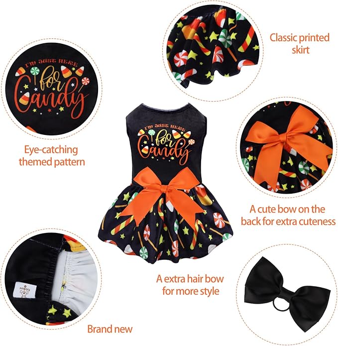 CuteBone Halloween Dog Dresses Velvet Holiday Small Dogs CVA44XXS-D