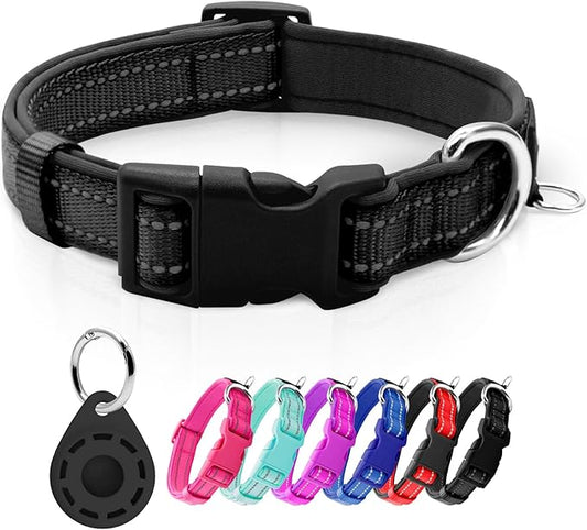 azuza Reflective Dog Collar with Airtag Holder