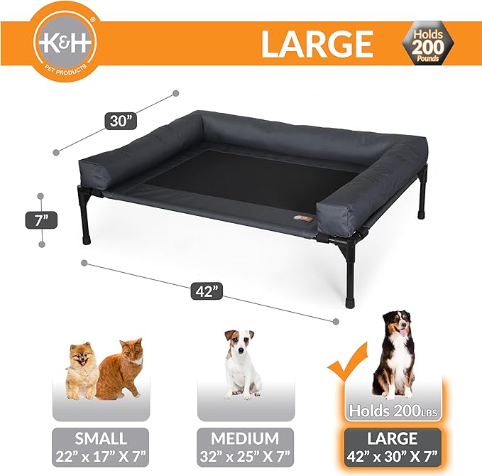 K&H Pet Products Outdoor Dog Bed Bolster Dog Cot Cooling Dog Hammock 42" X 30"