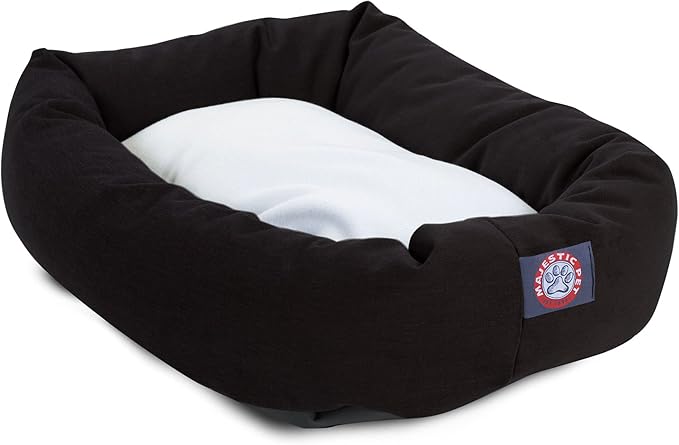 40 inch Black & Sherpa Bagel Dog Bed By Majestic Pet Products