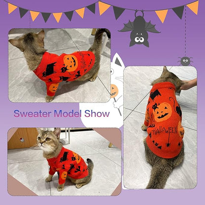 Halloween Sweater Costume for Dogs Cat Pumpkin Knitwear