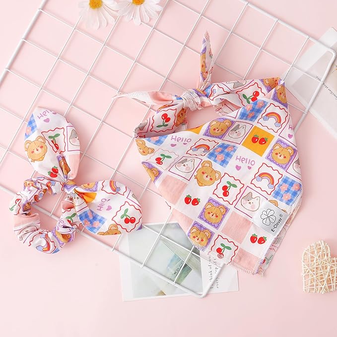 E-Clover Dog Bandanas & Matching Scrunchie-Cute Dog Bandana