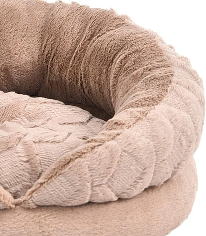 Plush High Sided Round Cuddler Pet Bed with Remove-able Bed Pad
