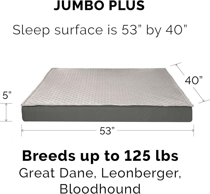 Furhaven Replacement Dog Bed Cover Water-Resistant Indoor/Outdoor Quilt Top Convertible Mattress, Washable - Gray, Jumbo Plus (XX-Large)