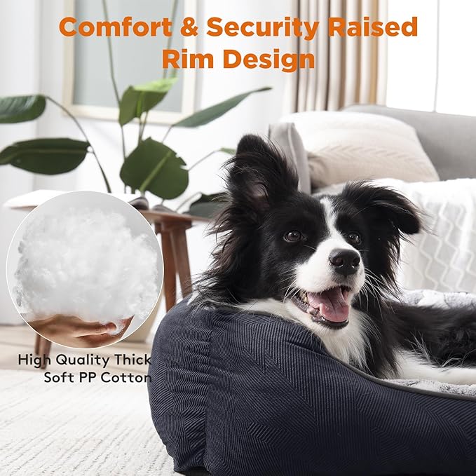 GASUR Rectangle Dog Bed for Large Dogs (35"x 25"x 9"), Black)