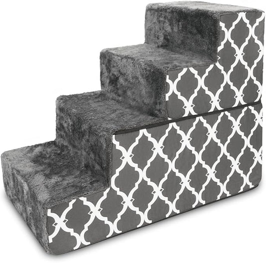 Best Pet Supplies Foldable Foam Pet Steps for Small Dogs and Cats 4-Step (H: 22")