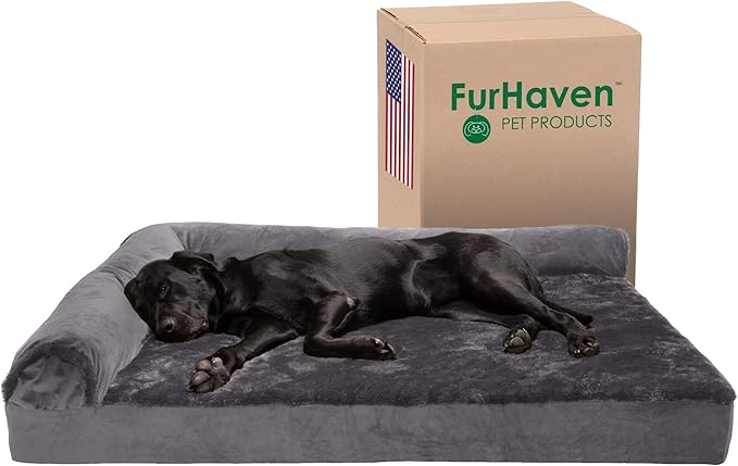Furhaven Cooling Gel Dog Bed for Large Dogs w/ Removable Bolsters & Washable Cover 125 lbs