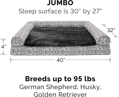 Furhaven Replacement Dog Bed Cover Plush & Southwest Kilim Décor Sofa-Style