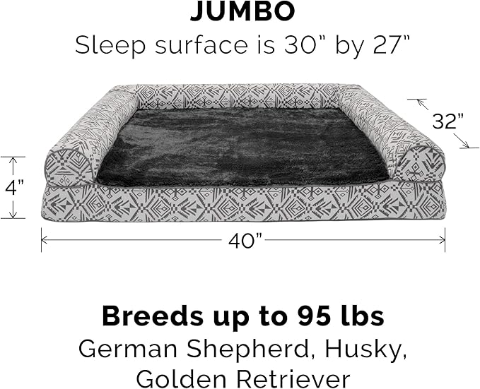 Furhaven Orthopedic Dog Bed for Large Dogs w/ Removable Bolsters & Washable Cover 95 lbs