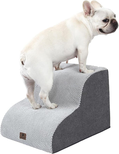Pettycare Dog Stairs Ramp for High Beds and Couch 2 Steps,Grey