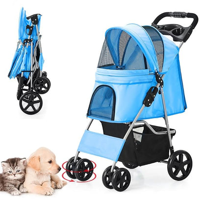 Dog Stroller for Small Dogs 4 Wheels,