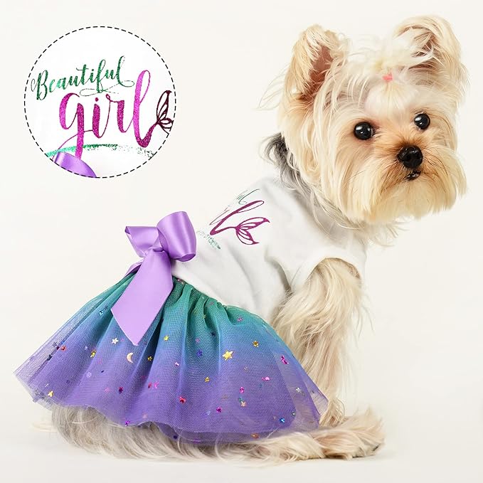 Dog Dress Birthday Clothes for Small Medium Dogs