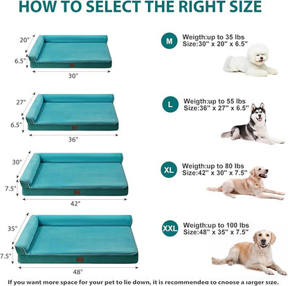 BFPETHOME Orthopedic Dog Beds for Large Dogs-Waterproof Sofa Dog Bed with Removable Washable Cover