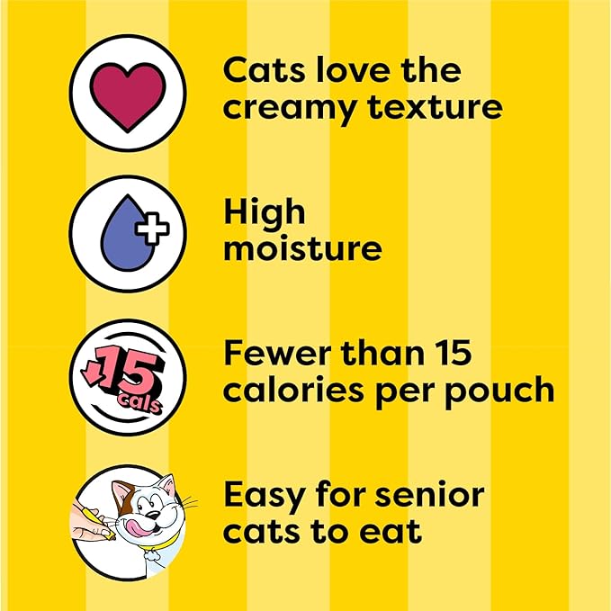 Temptations Creamy Puree Squeezable Lickable Wet Cat Treats with Tuna, 0.42 oz. Tubes, 4 Count (Pack of 11) - Total 44 Count