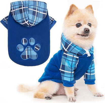 Plaid Dog Hoodie Pet Clothes Sweaters with Hat 1)