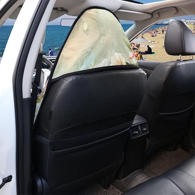 Hummingbird Floral Sweatproof Towel Car Front Seat Cover Non-Slip Bucket Seat Protector Easy to Install Universal Seat Cover for Car