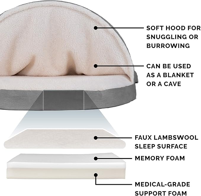 Furhaven 44" Round Memory Foam Dog Bed for Large Dogs w/ Removable Washable Cover 80 lbs 44-inch