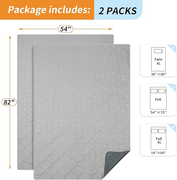 2 Packs Waterproof Dog Blankets Washable for Large Dog, Pet Couch Covers Protect Bed Sofa Furniture, Soft Reversible Dog Blankets Anti Scratches Dirty for Puppy Kids (54"×82", Light/Dark Grey)