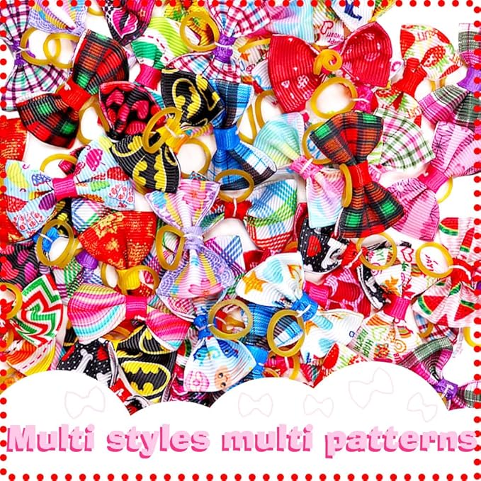 60pcs Dog Hair Bows 30 Beautiful