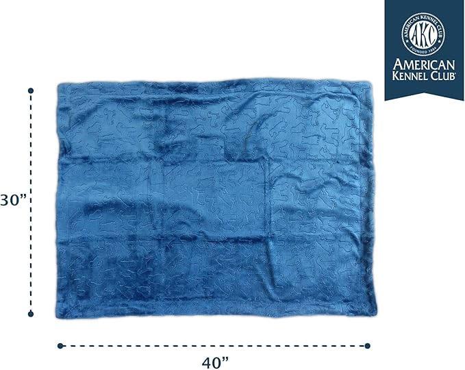 American Kennel Club Premium Velvet Sherpa Pet Blanket Soft and Warm Pet Throw for Dogs & Cats – 40”x30” - Navy