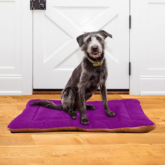 Purple Solid Color Pet Bed Pad Soft Dog Bed Mat with Anti-Slip Bottom