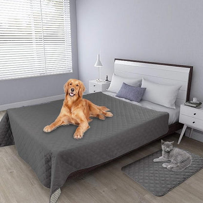 Easy-Going 100% Waterproof Dog Bed Cover Washable Couch Cover Non-Slip Sofa Cover Leakproof Blanket Furniture Protector Cover Reusable Incontinence Bed Underpads for Pets Kids Dog Cat(68x82 in,Gray)