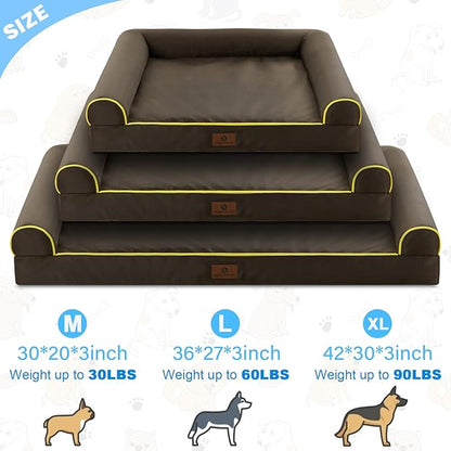 Hygge Hush 100% Waterproof Dog Bed 42"x30", Brown)