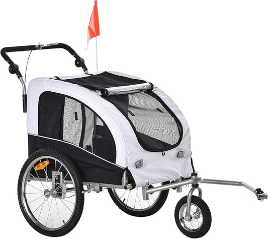 Aosom Dog Bike Trailer 2-in-1 Pet Stroller