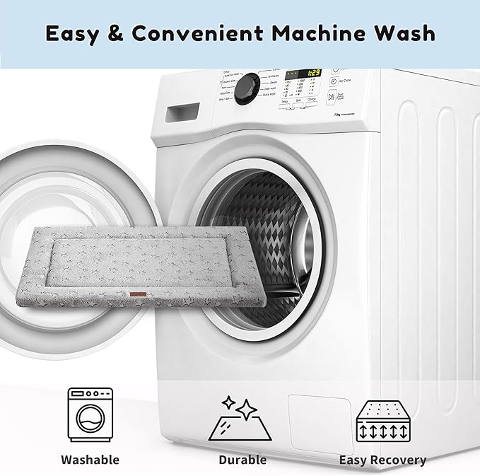 Figopage Stylish Dog Bed for Crate with Removable Machine Washable Prints,30x19 Inches