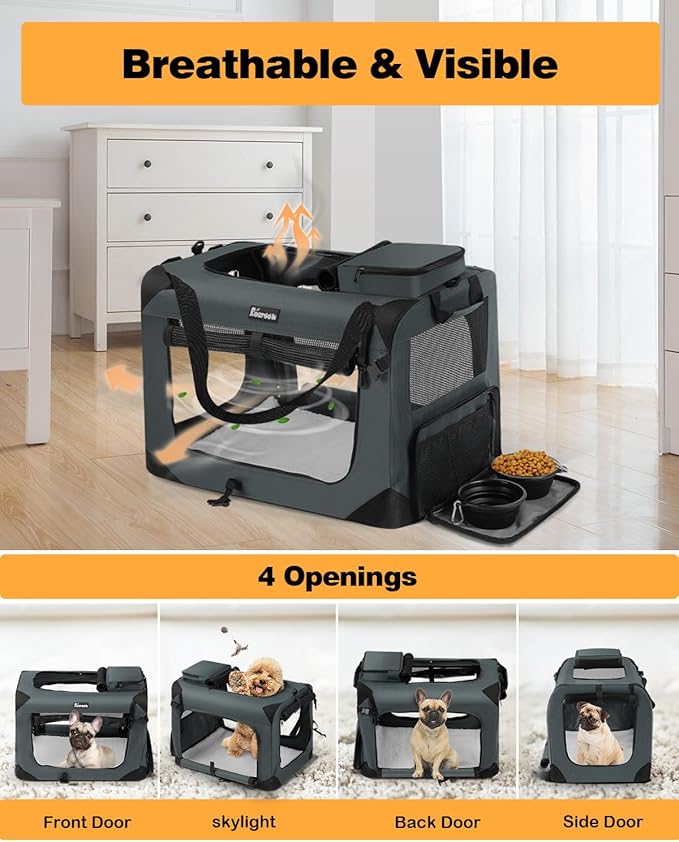 Extra Large Dog Crate with 2 Foldable Bowl 40 Inch (40" L 27" W 27" H,