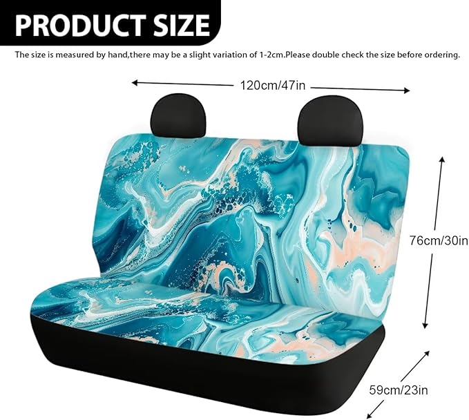 AFPANQZ Blue Marble Car Seat Cover for Rear Bench Seats Polyester Fabric Protects Against Dirt Pet Fur Dog Hair