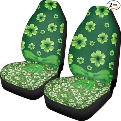St. Patrick's Day Green Grass Bow Tie Car Seat Cover for Women Men