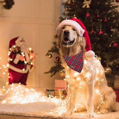 Christmas Day Dog Bandana Red Green Plaid Cotton