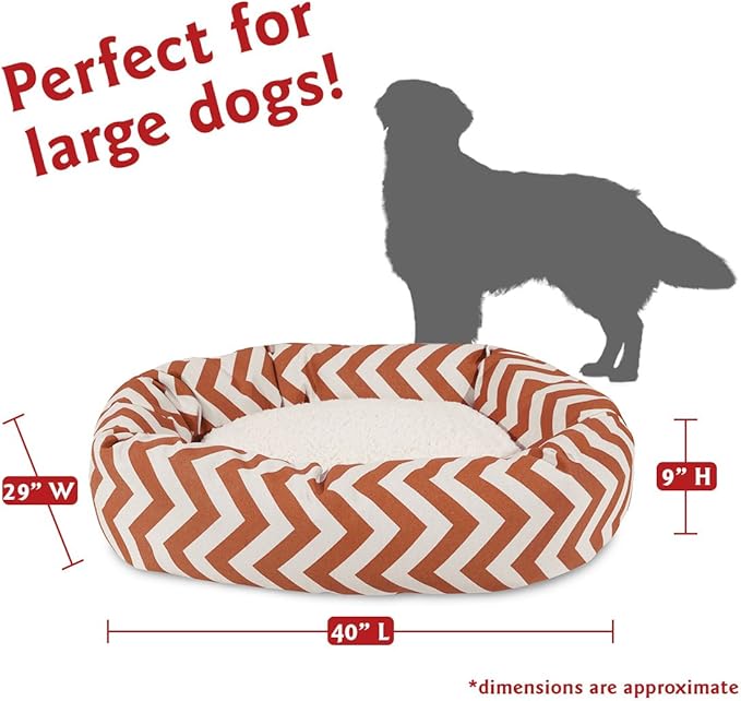 40 inch Burnt Orange Chevron Sherpa Bagel Dog Bed