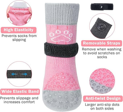 SCENEREAL Dog Socks to Prevent Licking Paws for Hardwood Floors Anti Slip