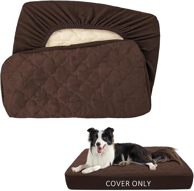 CHHKON Dog Bed Covers Replacement Washable Waterproof Pet Puppy Bed Cover for Dog(Brown,36x27x6 inch)