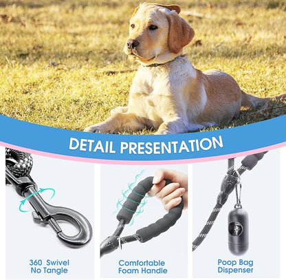 BAAPET 2/4/5/6 FT Dog Leash with Comfortable Padded Handle and Highly Reflective Threads for Small Medium and Large Dogs (6FT-1/2''