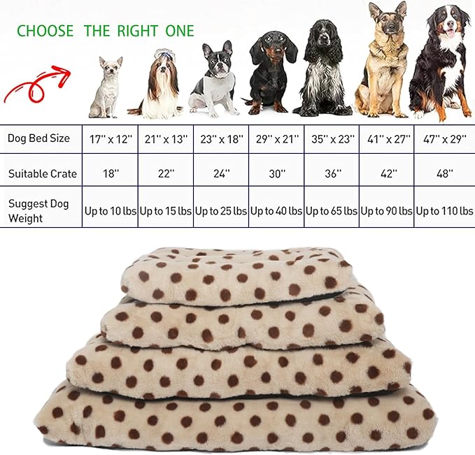 30 Inch Dog Crate Mat Warm and Comfortable 30x19 Crate Bed, Non-Slip and Washable Dog Crate Bed 30, Beige with Coffee Dots